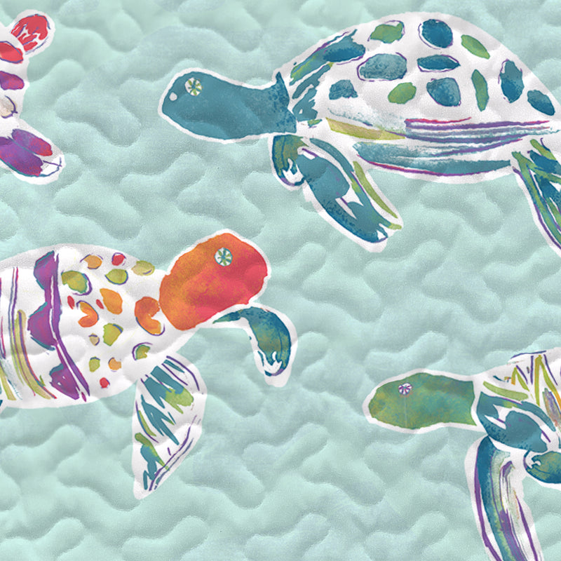 Marlin Turtle Coastal Reversible Ultra-Soft Microfiber Quilt Set