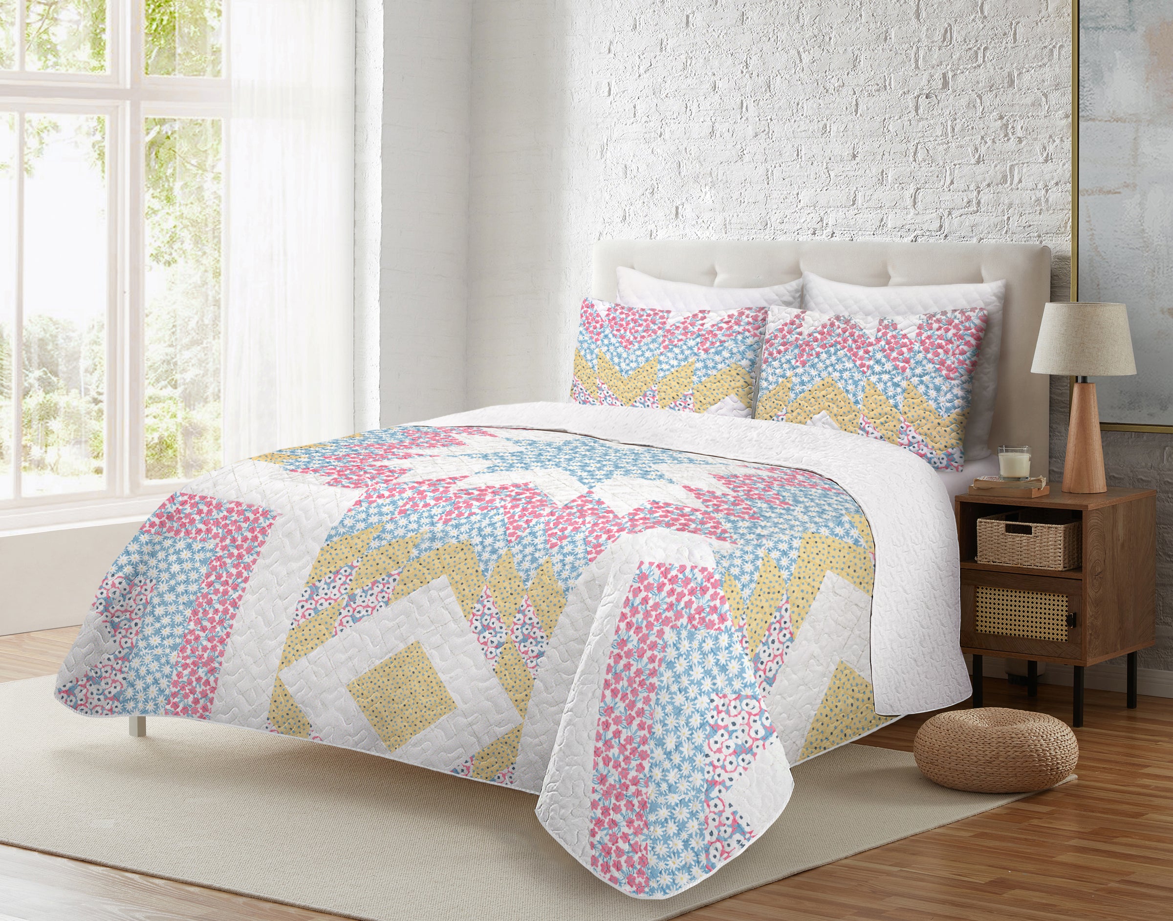 Adeline Patchwork Boho Farmhouse Lightweight Bedding Quilt Set – Elise ...