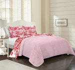 Cottage Toile Reversible Striped Lightweight Farmhouse Shabby Chic Bedding Quilt Set